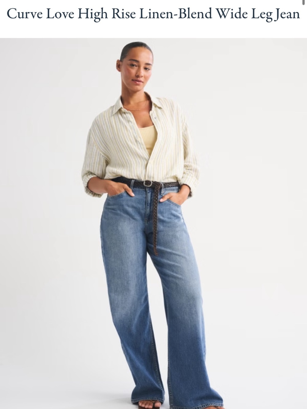 Abercrombie - Curve Love High Rise Linen Blend Jeans - size 30 short